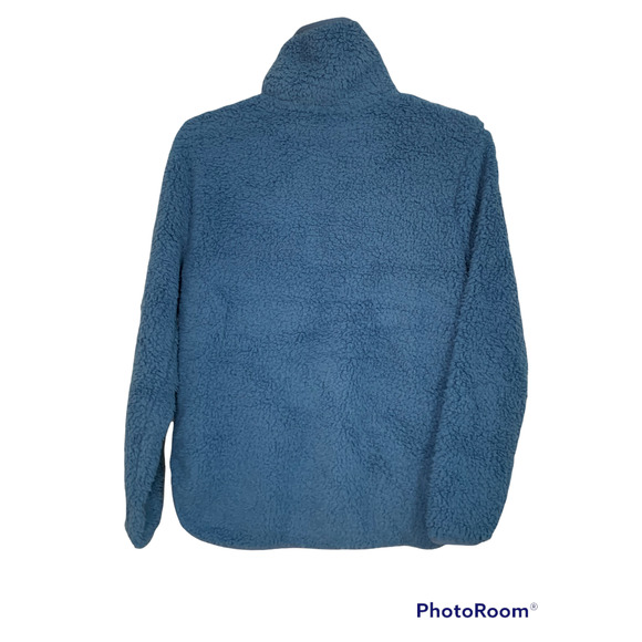 te verde Plush Cozy‎ Sherpa Fleece Half Zip Oversized Pullover blue Teddy NEW - Picture 2 of 5